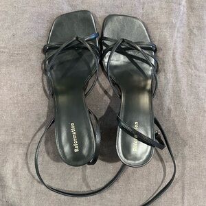 Reformation Elegant Black Strappy Heels